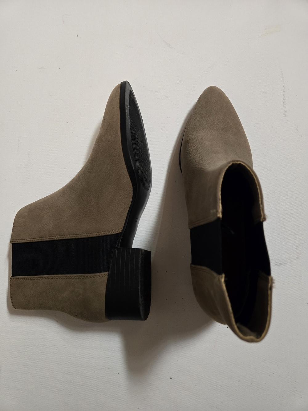 H&M Taupe Suede-Look Ankle Boots with Black Elastic Panels - Picture 4 of 4